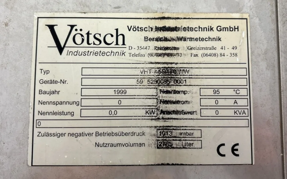 Vötsch VHT 155/170 WW (vacuum, 22 m2) - Tray dryer
