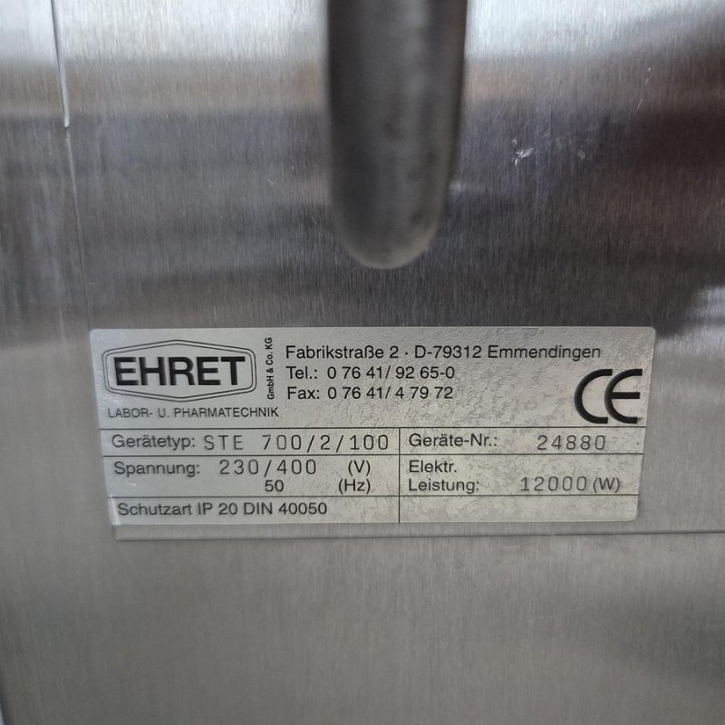 EHRET Dampfsterilisator vom Typ STE 700/2/100