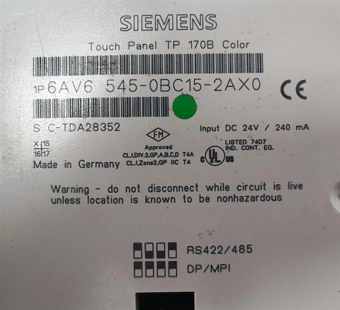 Siemens Simatic Touch Panel 6AV6 545-0BC15-2AX0 - 3