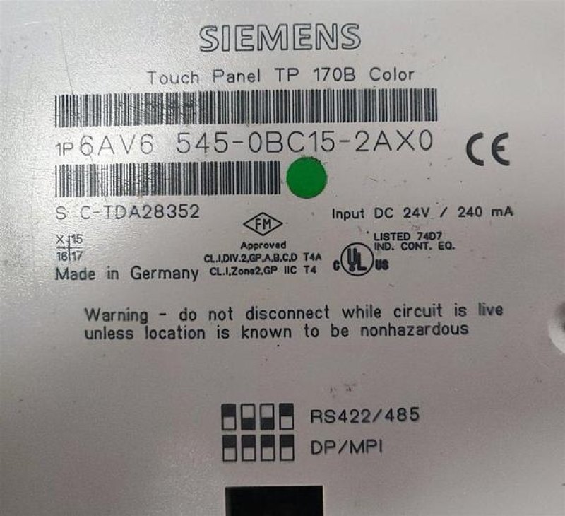 Siemens Simatic Touch Panel 6AV6 545-0BC15-2AX0
