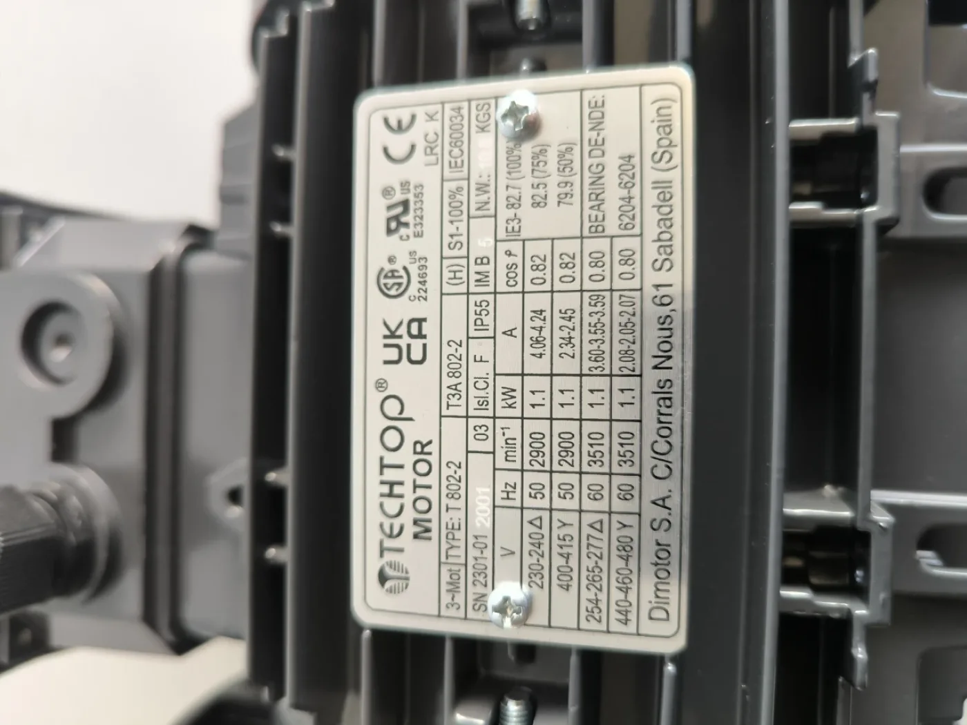 TECHTOP MOTOR T-802-2 1.1 KW UNUSED - 4