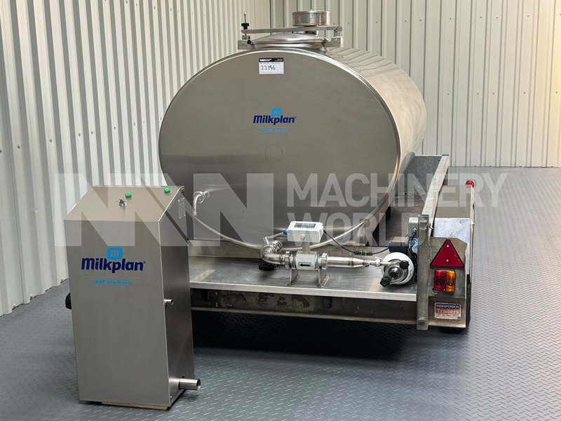 1,500 Litre Milkplan Horizontal Milk & Liquid Tank on Trailer with Pump, Flowmeter & CIP Cleaning System (Year 2022)