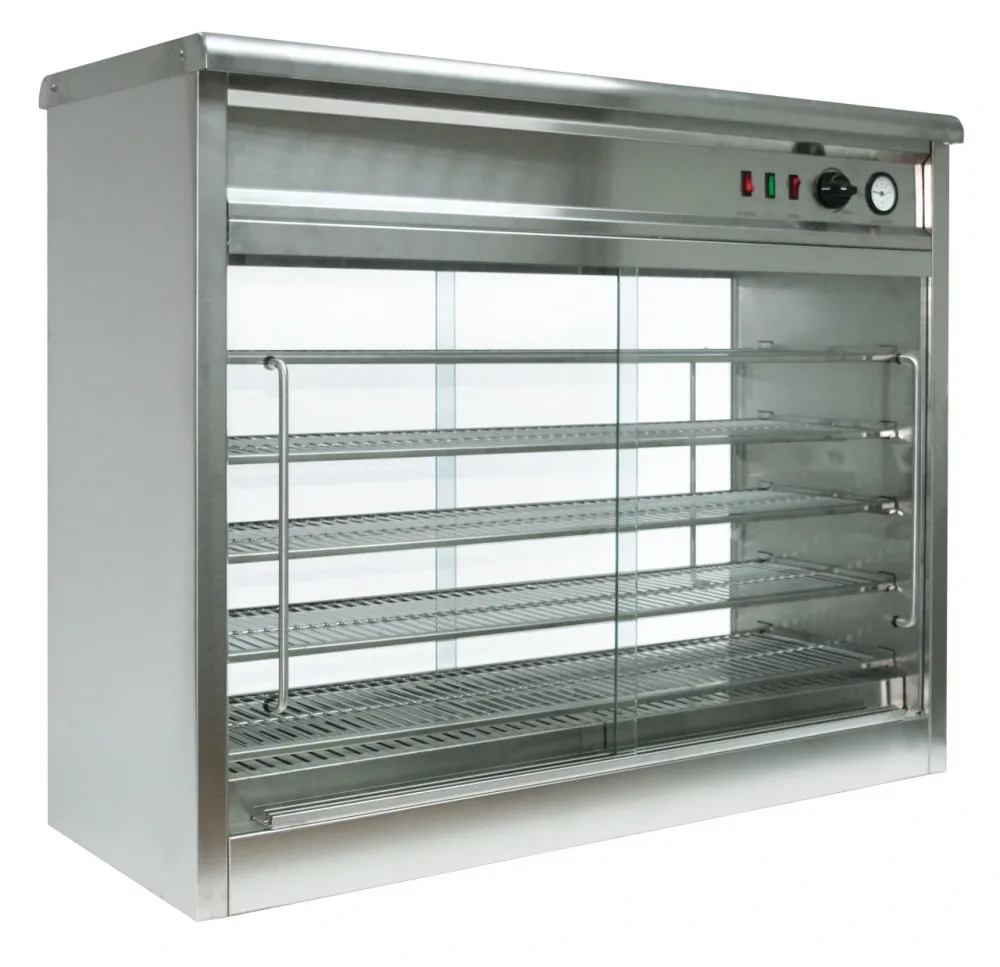 Parry Hot Hold PC140G electric pie cabinet glass front and rear 5 wire racks 140 pies 113cm. - islandcatering