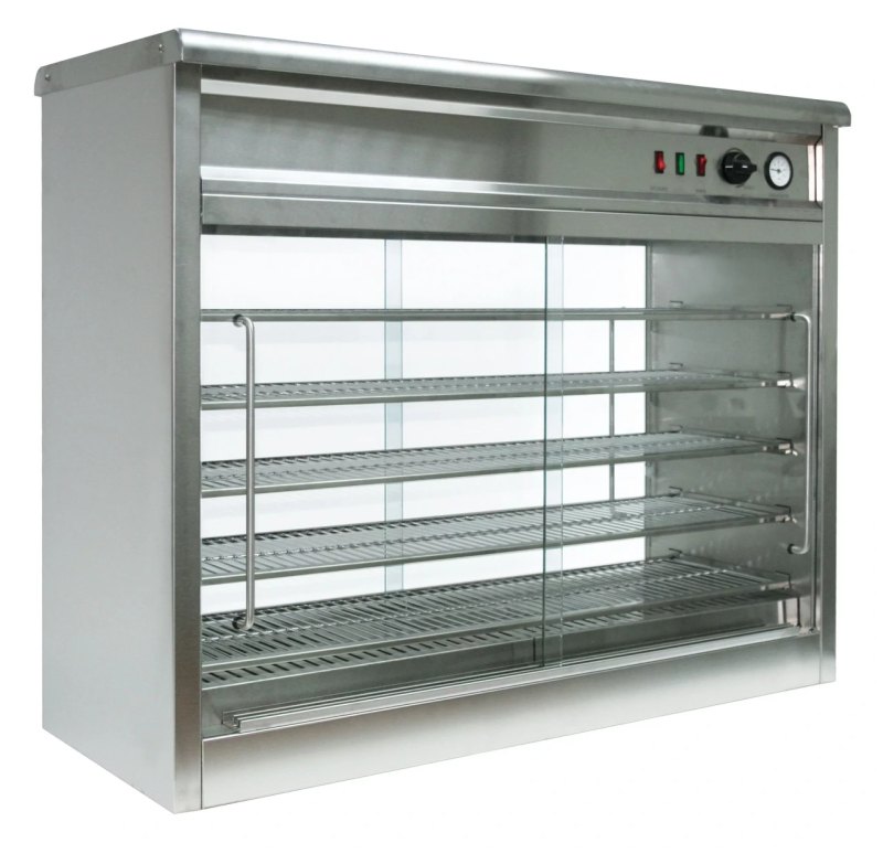 Parry Hot Hold PC140G electric pie cabinet glass front and rear 5 wire racks 140 pies 113cm. - islandcatering