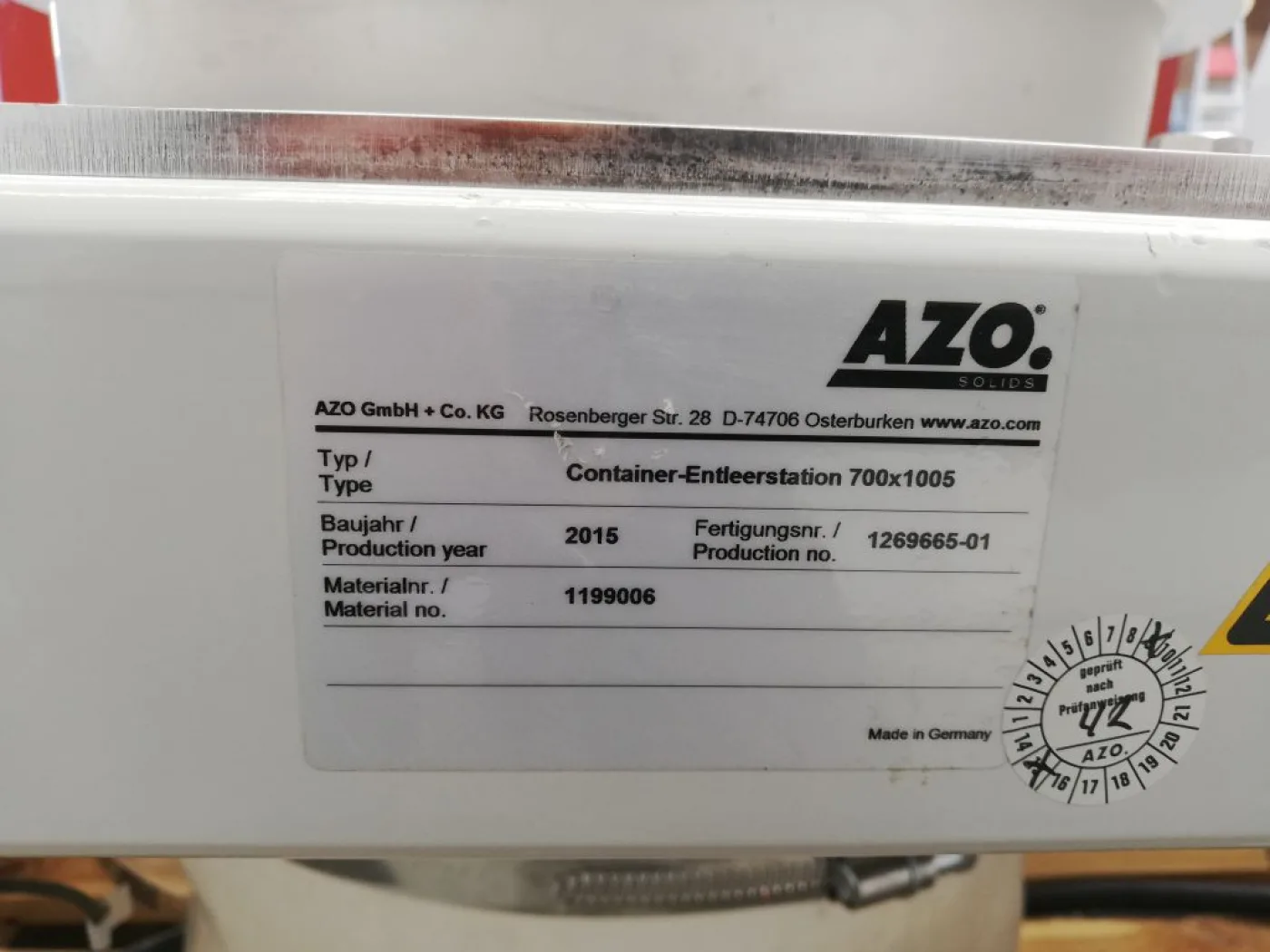 AZO Emptying system AZO Batchtainer - Powder filler - 6