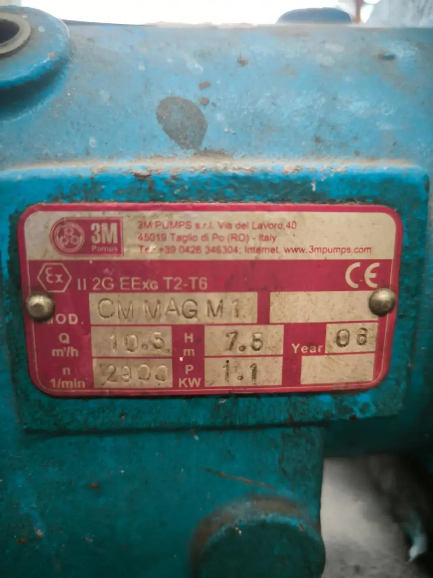ATEX MAGNETIC DRIVE CENTRIFUGAL PUMP 3M PUMPS CM MAG M1 10 M3/H 1.1 KW 2676 RPM - 3