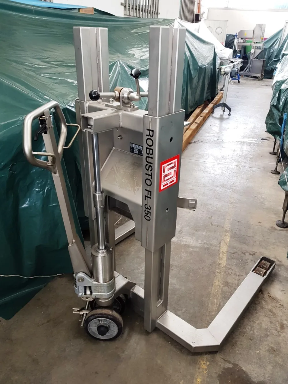 TRANSPALLET SANITARIO PER SOLLEVAMENTO / RIBALTAMENTO FUSTINI – SCHNEIDER – MOD. ROBUSTO FL 350
