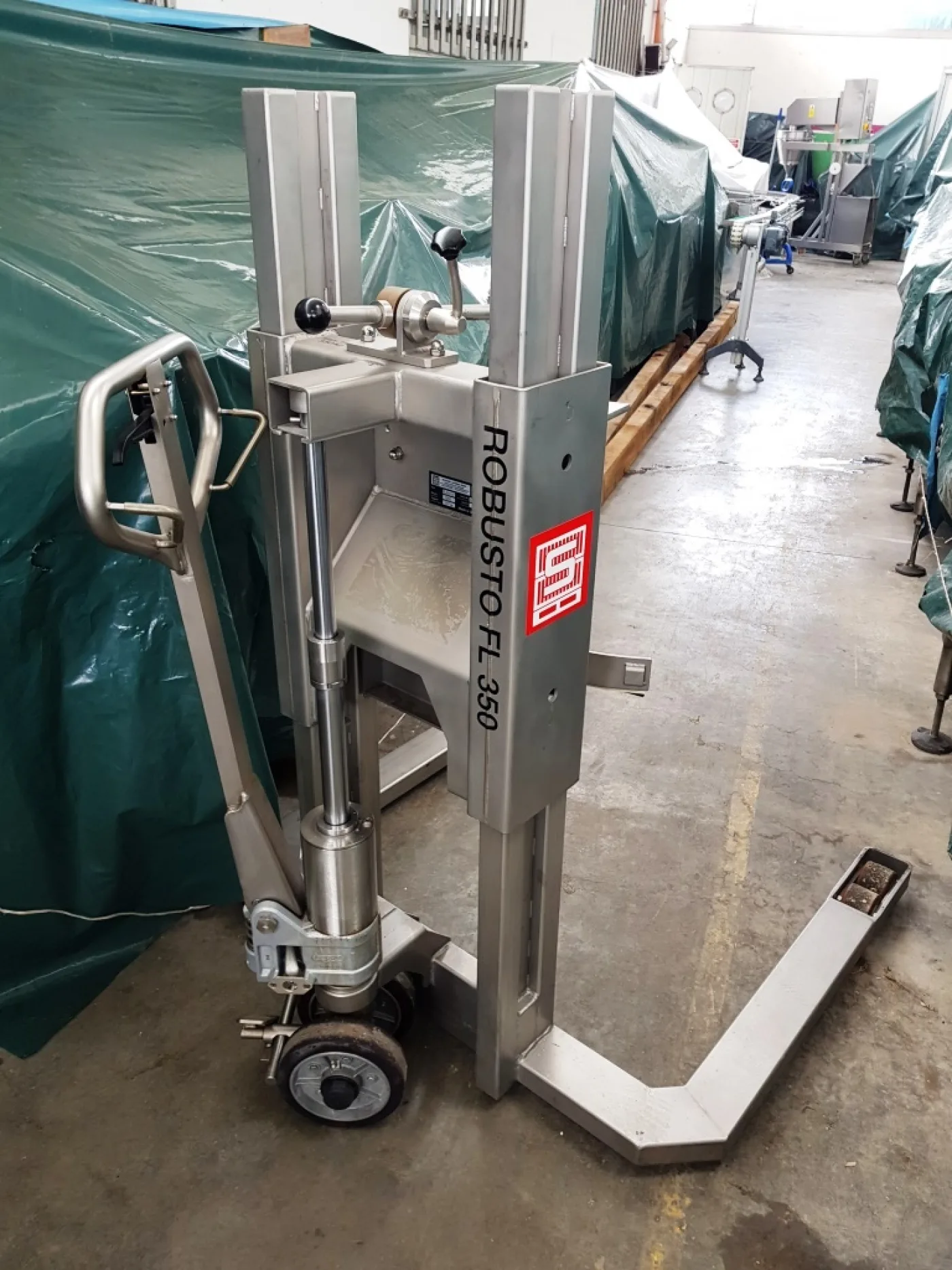 TRANSPALLET SANITARIO PER SOLLEVAMENTO / RIBALTAMENTO FUSTINI – SCHNEIDER – MOD. ROBUSTO FL 350 - 1