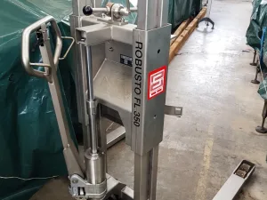TRANSPALLET SANITARIO PER SOLLEVAMENTO / RIBALTAMENTO FUSTINI – SCHNEIDER – MOD. ROBUSTO FL 350