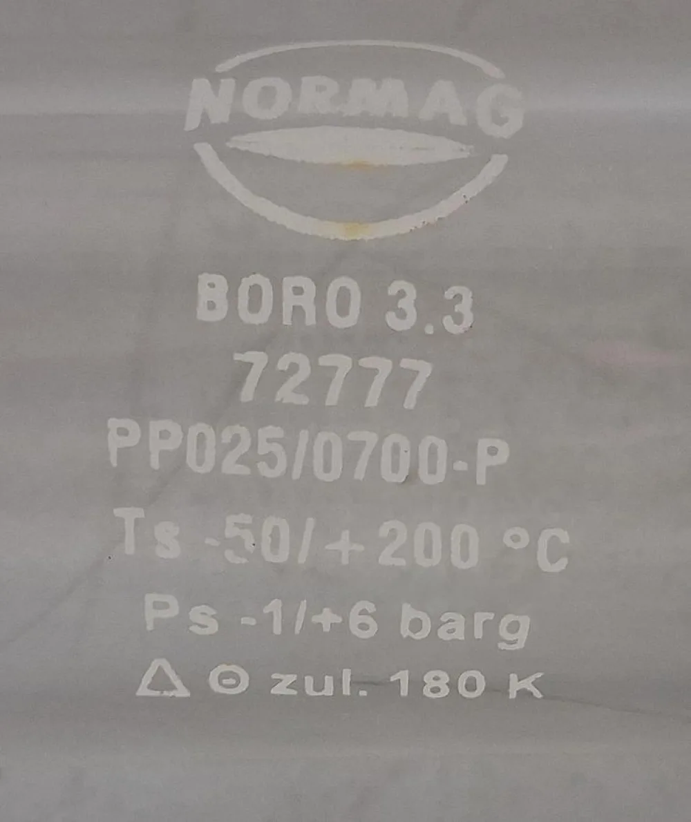 Normag Rohr DN 25, Länge 700 mm – Typ PF Borosilikatglasrohr