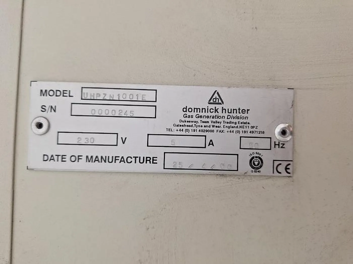 Domnick Hunter Nitrox Z UHPZN1001 Nitrogen Generator - 1