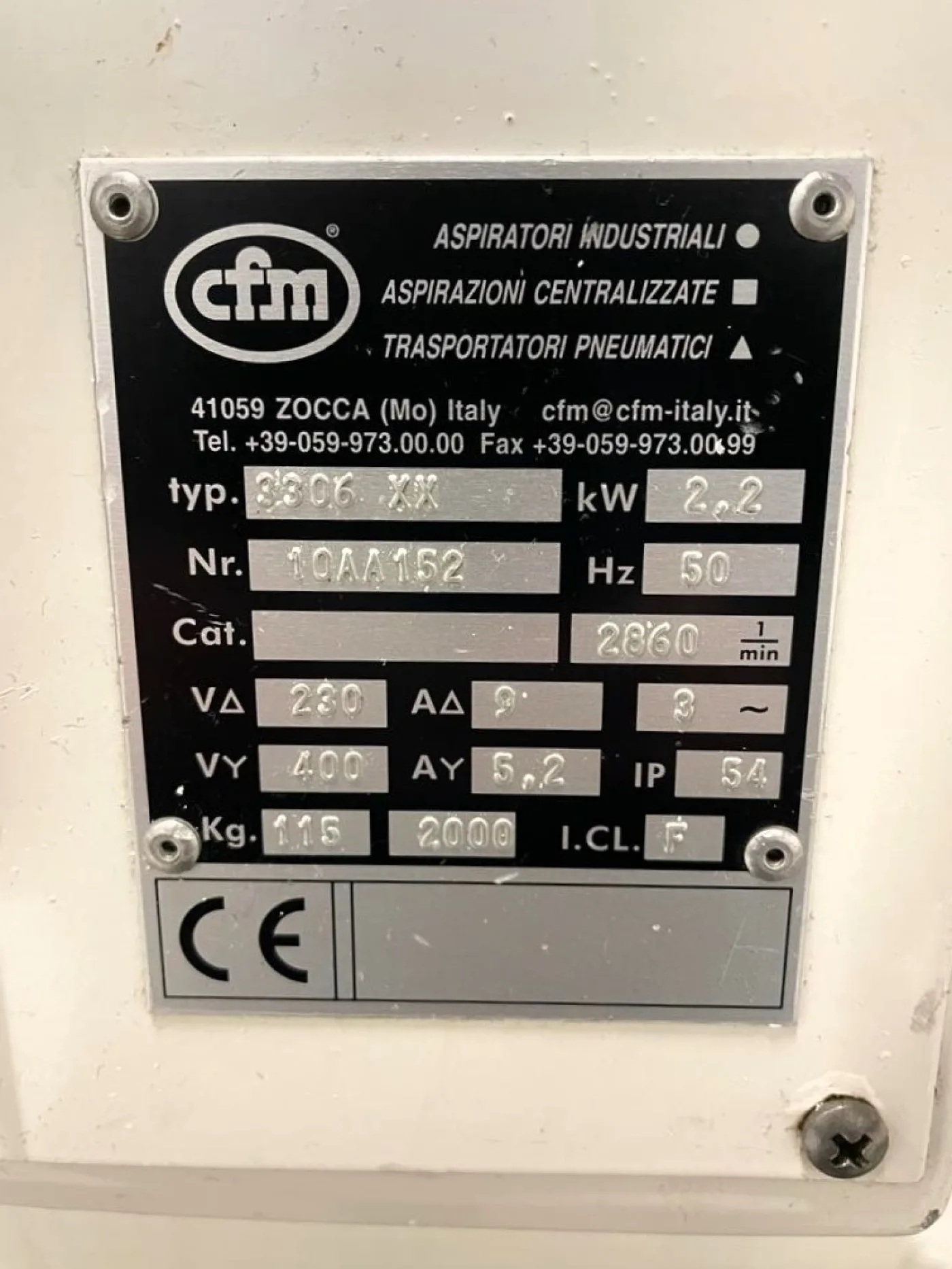ASPIRATORE INDUSTRIALE – CFM – MOD. 3306 XX - 4