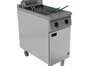 Falcon 400 Series Twin Pan Twin Basket Electric Fryer with Twin Filtration & Fryer Angel - islandcatering