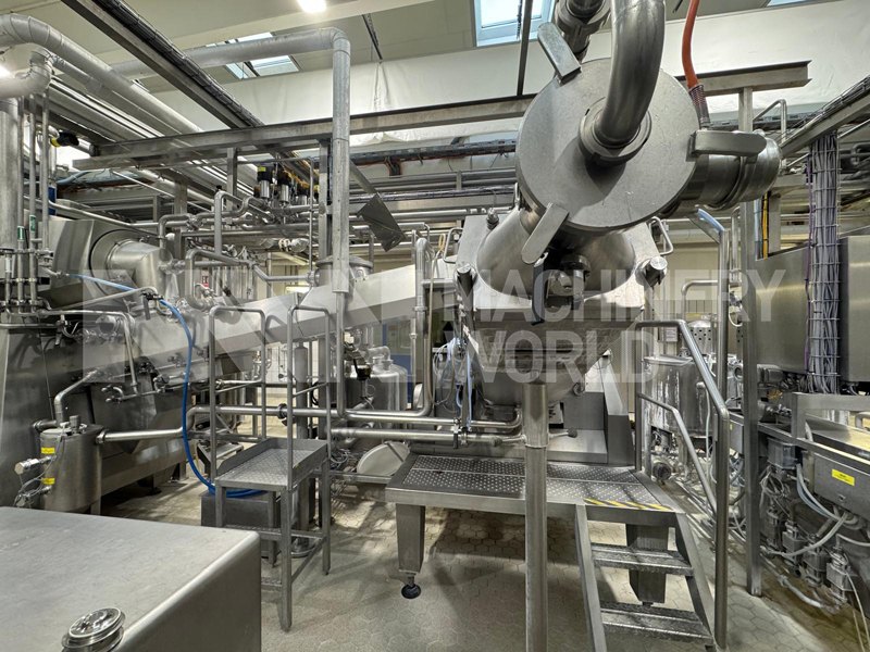 6,000kg per hour Simon Freres MD1230VR Continuous Butter Churn with Simplistock SV2 25kg Bulk Butter Packer