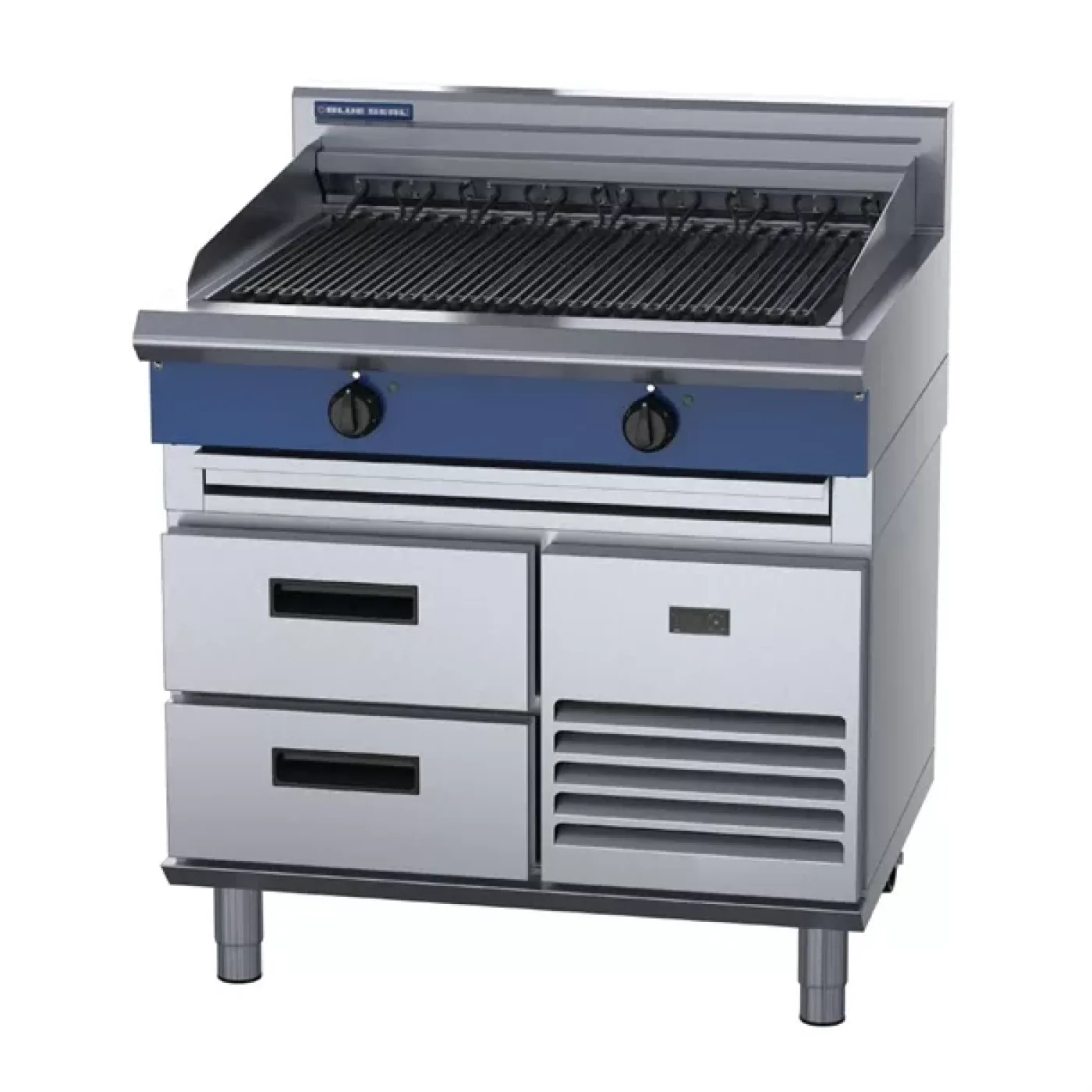 Blue Seal 900mm Electric Chargrill with Refrigerated Base UKE596D-R - islandcatering - 1