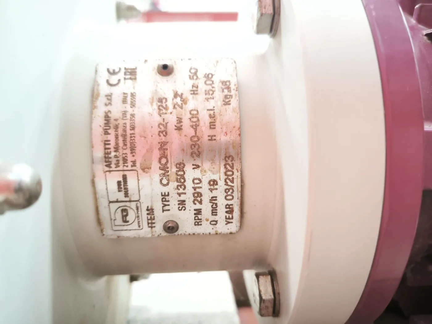 CENTRIFUGAL PUMP AFFETTI CMO-N 32-125 19 m3/h - 6