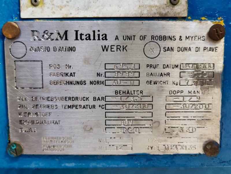 R&M Italia BE6300 - Glass-lined Reactor