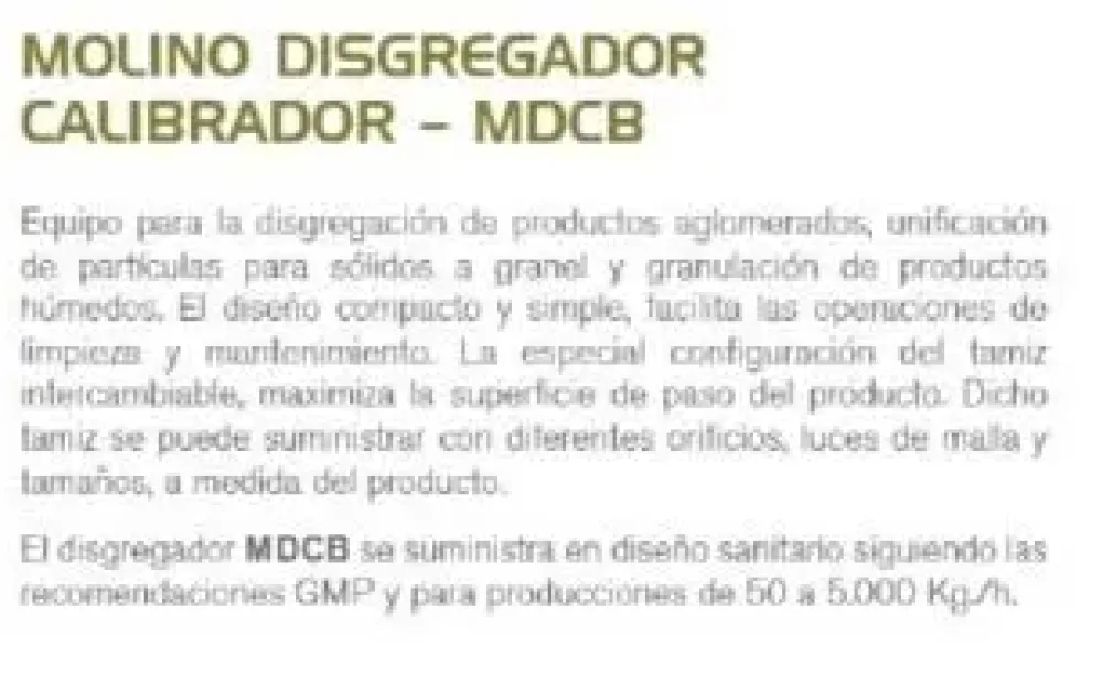 USED STAINLESS STEEL BACHILLER MDCB 300 CALIBRATOR DISGREGATOR/SIEVER MILL