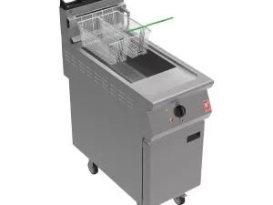 Falcon F900 Twin Basket Fryer with Filtration & Fryer Angel on Castors Natural Gas - islandcatering