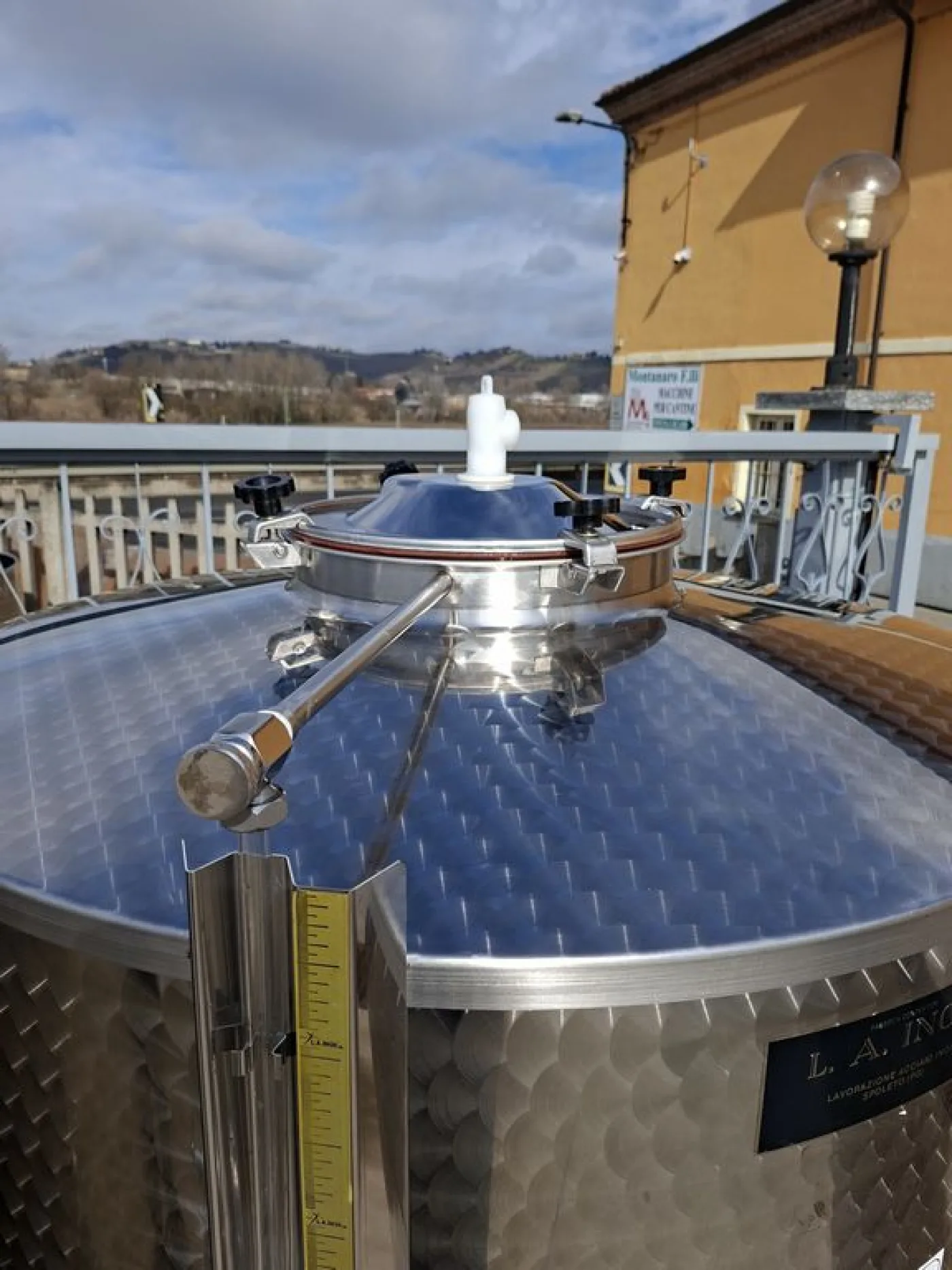 STAINLESS STEEL TANK L.A. INOX, CAPACITY 1500 LITERS, STORAGE/VINIFICATION MODEL CONICAL BOTTOM, SECON HAND EQUIPMENT - 3