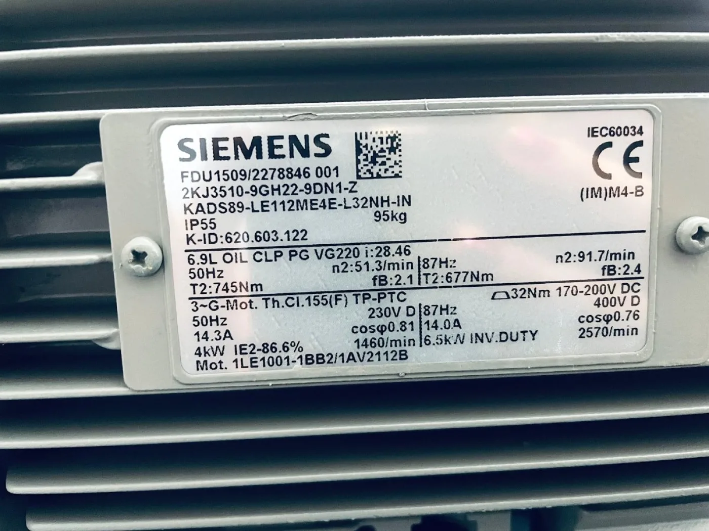 Siemens Getriebemotor KADS89-LE112ME4E-L32NH-IN - 7