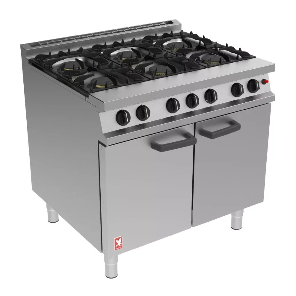 Falcon 6 Burner Dominator Plus Oven Range G3101 Natural Gas with Feet - islandcatering