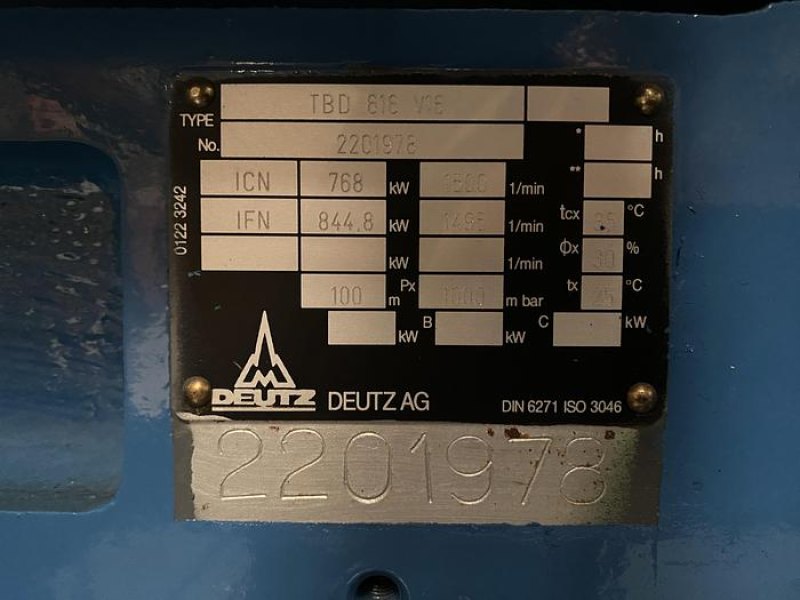 2000 DEUTZ TBD 616-V16 / STAMFORD GEN. SET 800 KVA