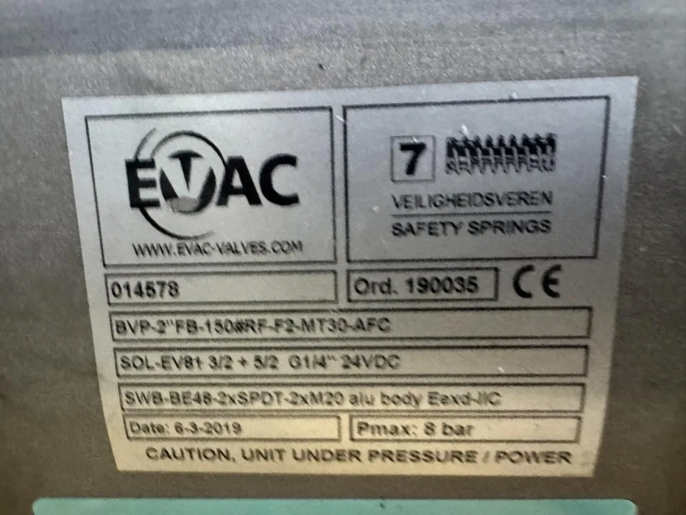 2019 EVAC / Max-Air Technology Pneumatic Quarter-Turn Ball Valve Assembly with Pneumatic Actuator - 7