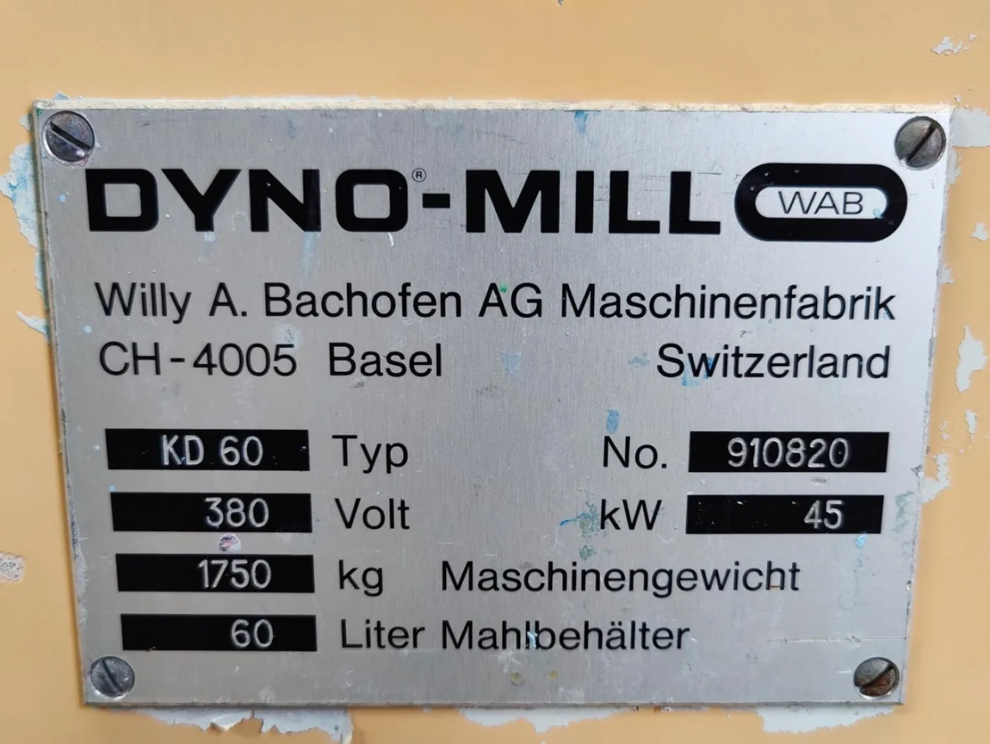 Wab Bachofen DYNO-MILL KD 60 - Sand mill - 8