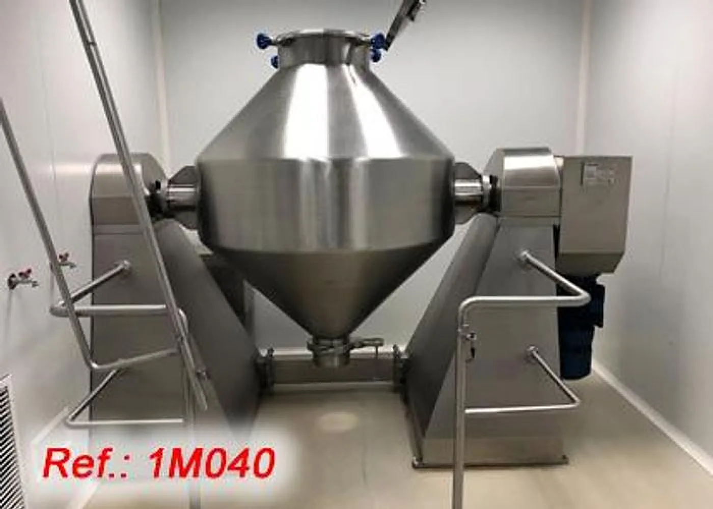 MEZCLADOR BICÓNICO “SILASE” DE ACERO INOXIDABLE DE 1.000 LITROS APROX. CON PIES SOPORTE CON HIDRAÚLICO DE LEVANTAMIENTO DEL MEZCLADOR BICÓNICO PARA SU VACIADO A DEPÓSITOS, CUADRO ELECTRÓNICO DE CONTROL Y PROTECCIONES - 1
