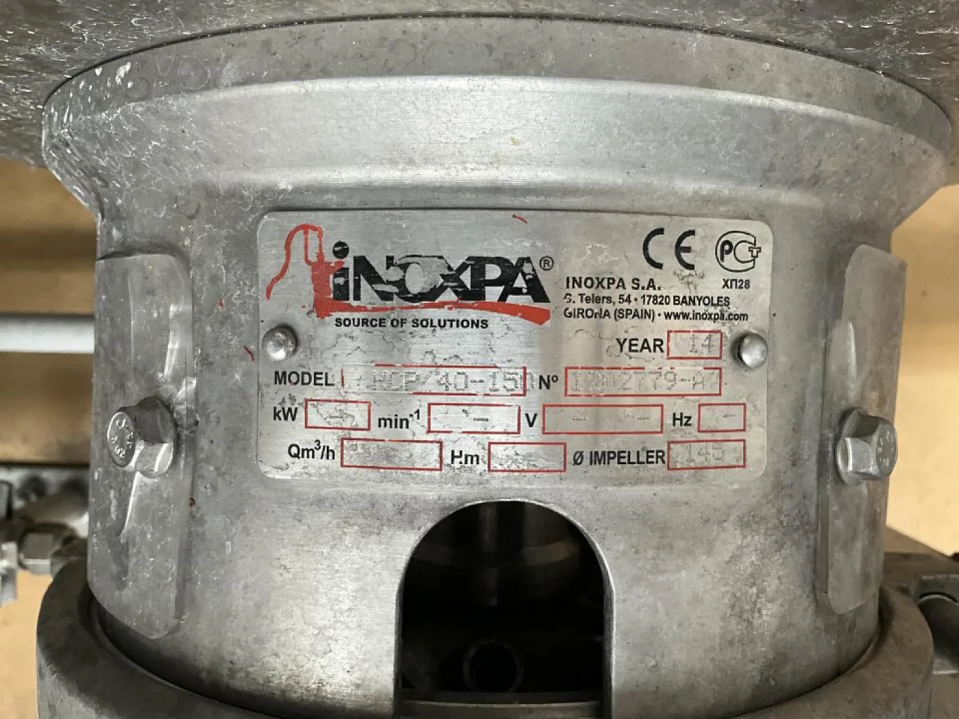 2014 Inoxpa Inoxpa HCP 40-150 Stainless Steel Contact Parts Centrifugal Pump - Line 7 - 4