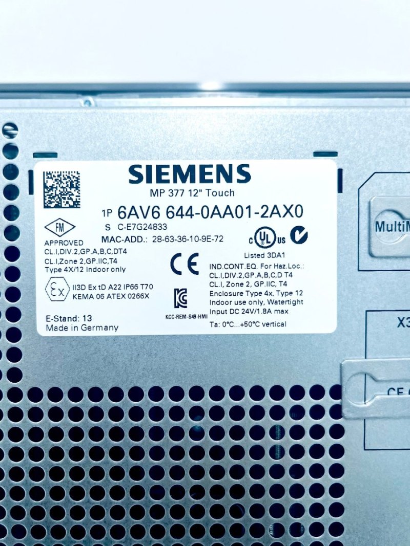 Siemens 6AV6 644-0AA01-2AX0 SIMATIC Multi Panel 377