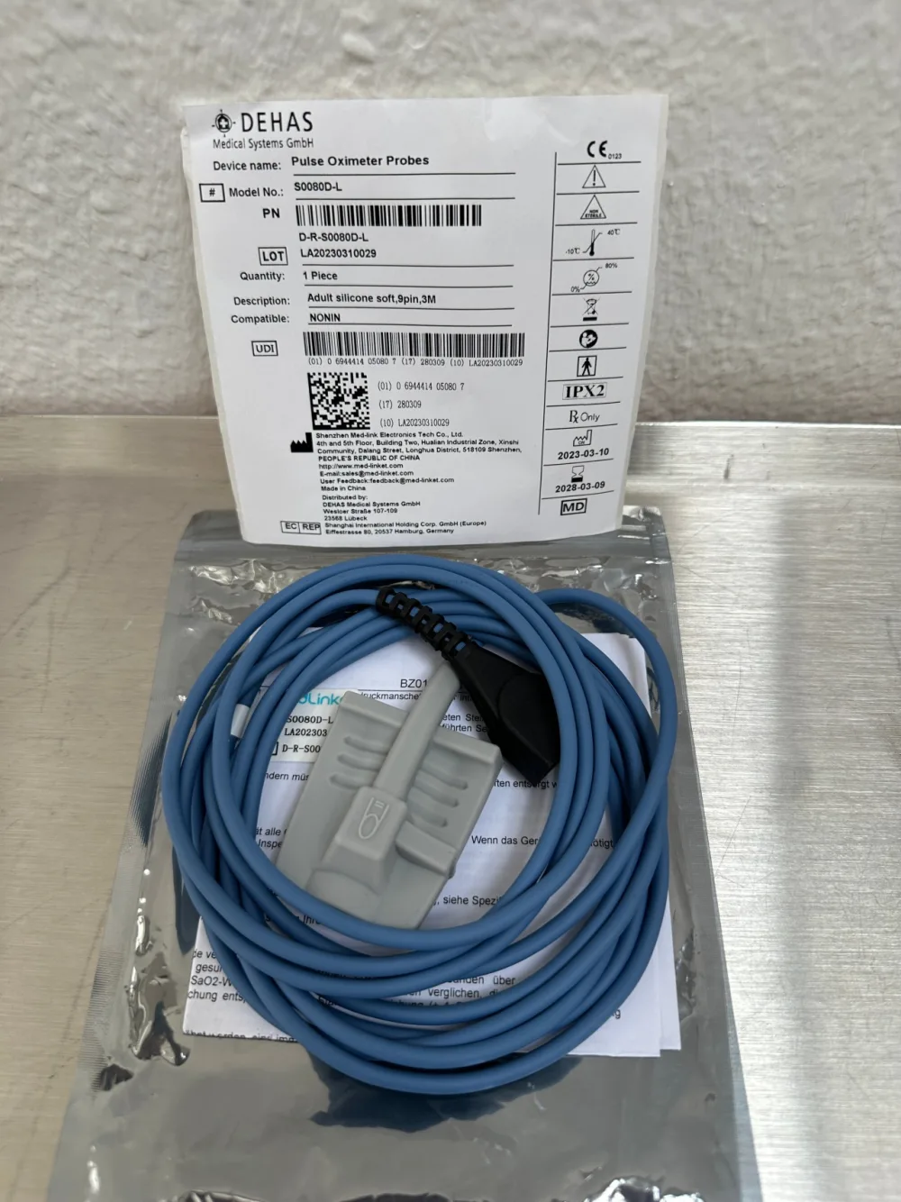 Dehas Medical Finger Clip 9-Pin S0080D-L SpO2 Fingersensor