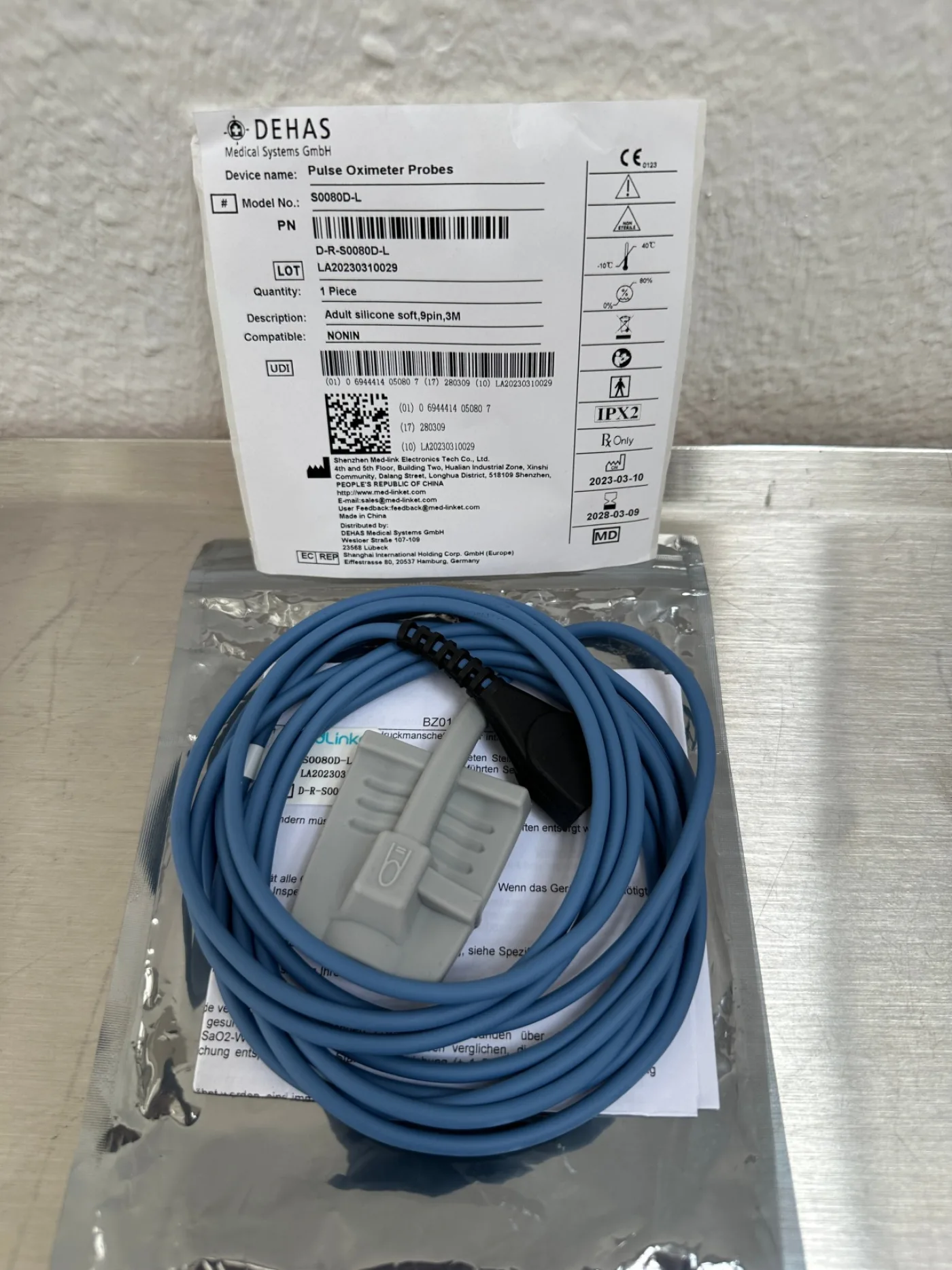 Dehas Medical Finger Clip 9-Pin S0080D-L SpO2 Fingersensor - 1