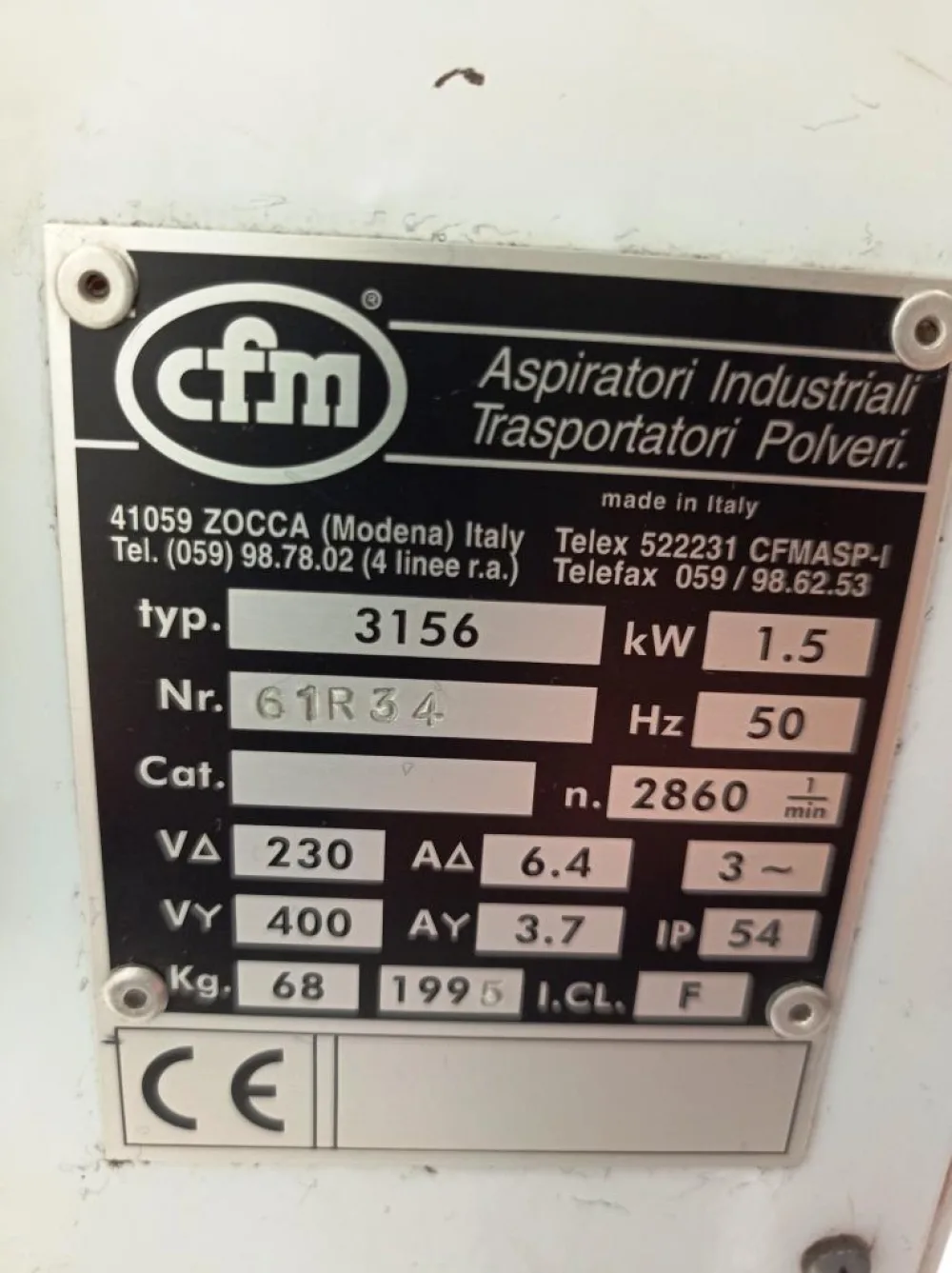 ASPIRATORE INDUSTRIALE – CFM – MOD. 3156