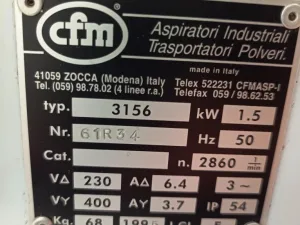 ASPIRATORE INDUSTRIALE – CFM – MOD. 3156