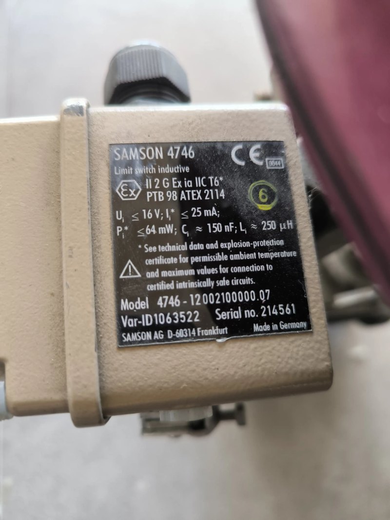 PROPORTIONAL CONTROL VALVE ADCA DN15 PN40 ATEX WITH SAMSON 4746 LIMIT SWITCH