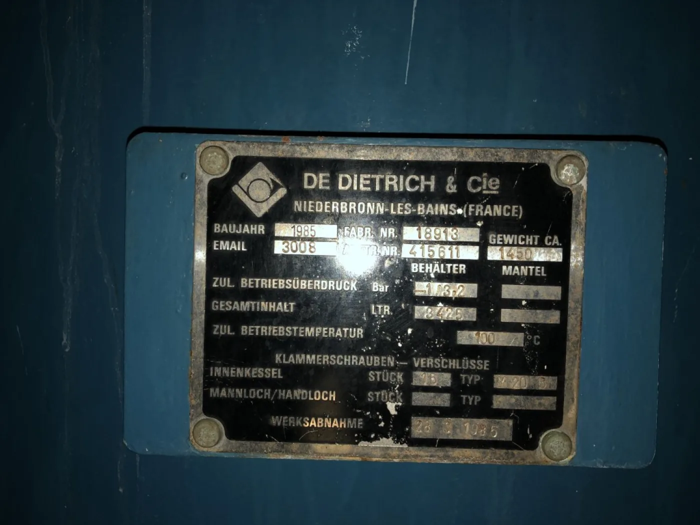 De Dietrich 3425 ltr - Pressure vessel - 2