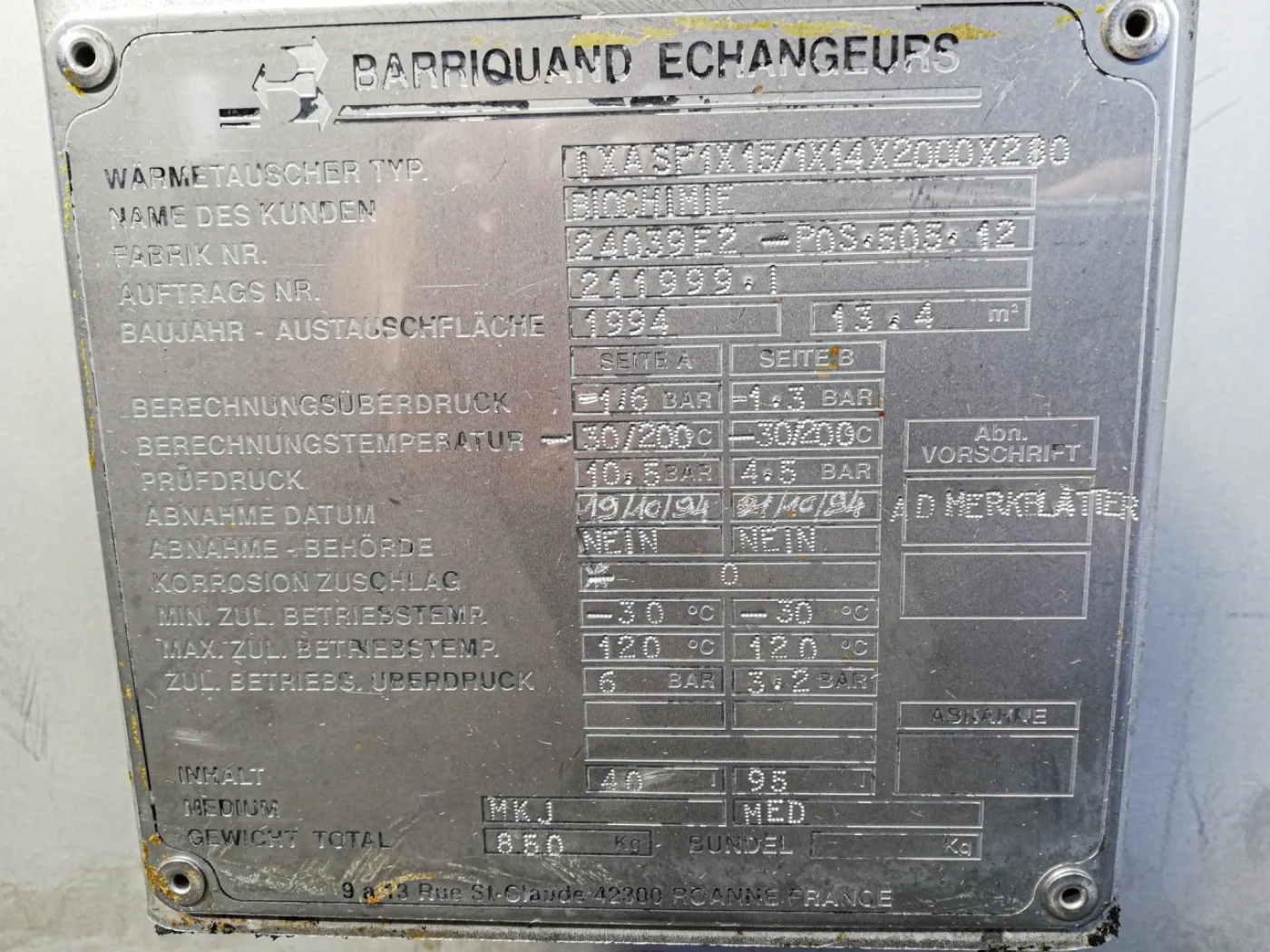 Barriquand IXASP 1X15/1X14X2000X280 welded plate heat exchanger - Plate heat exchanger - 3