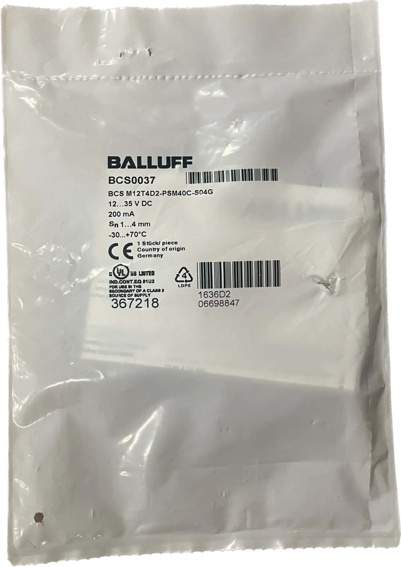 BALLUFF Kapazitive Sensoren zur Objekterkennung BCS M12T4D2-PSM40C-S04G - 2