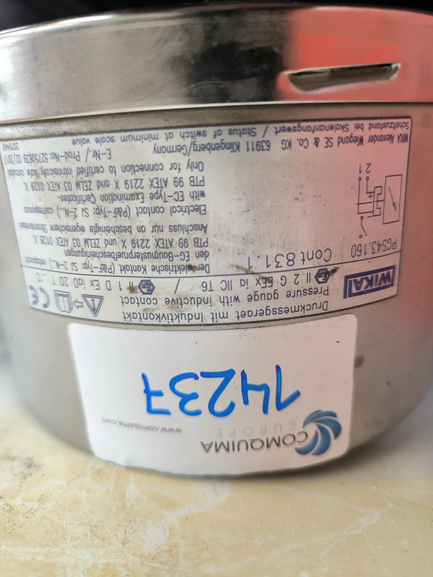PRESSURE GAUGE WITH INDUCTIVE CONTACT WIKA PGS43.160 ATEX - 3