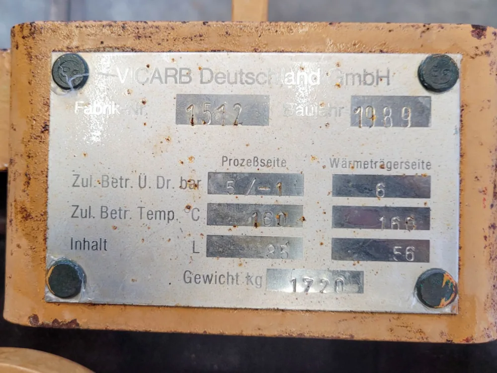 Vicarb Deutschland GmbH "Block, Graphite" 16,2m² - Shell and tube heat exchanger
