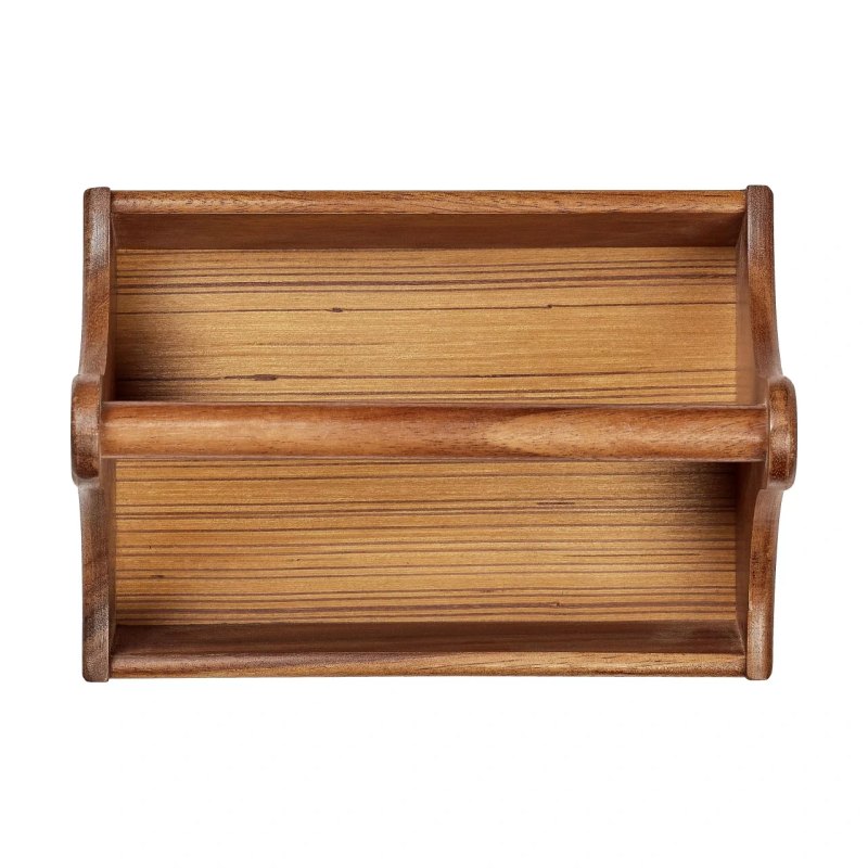 Tala Counter Display Tidy With 2 Compartments And Bar Carry Handle In Lacquered Acacia - islandcatering