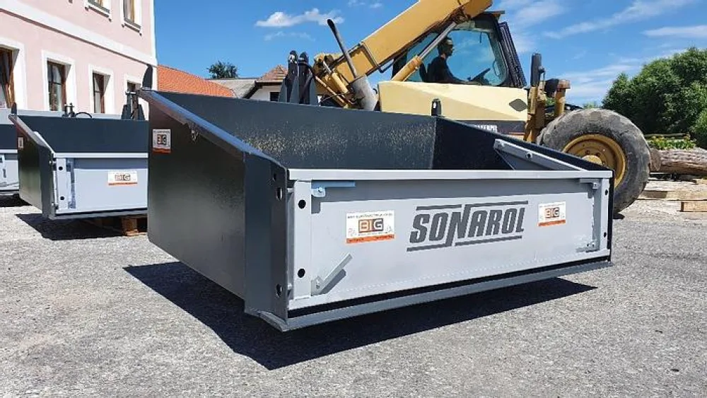 Schwerlast Transportbox / Kippmulde 180 cm mit 3 Punkt- & Euro Aufnahme