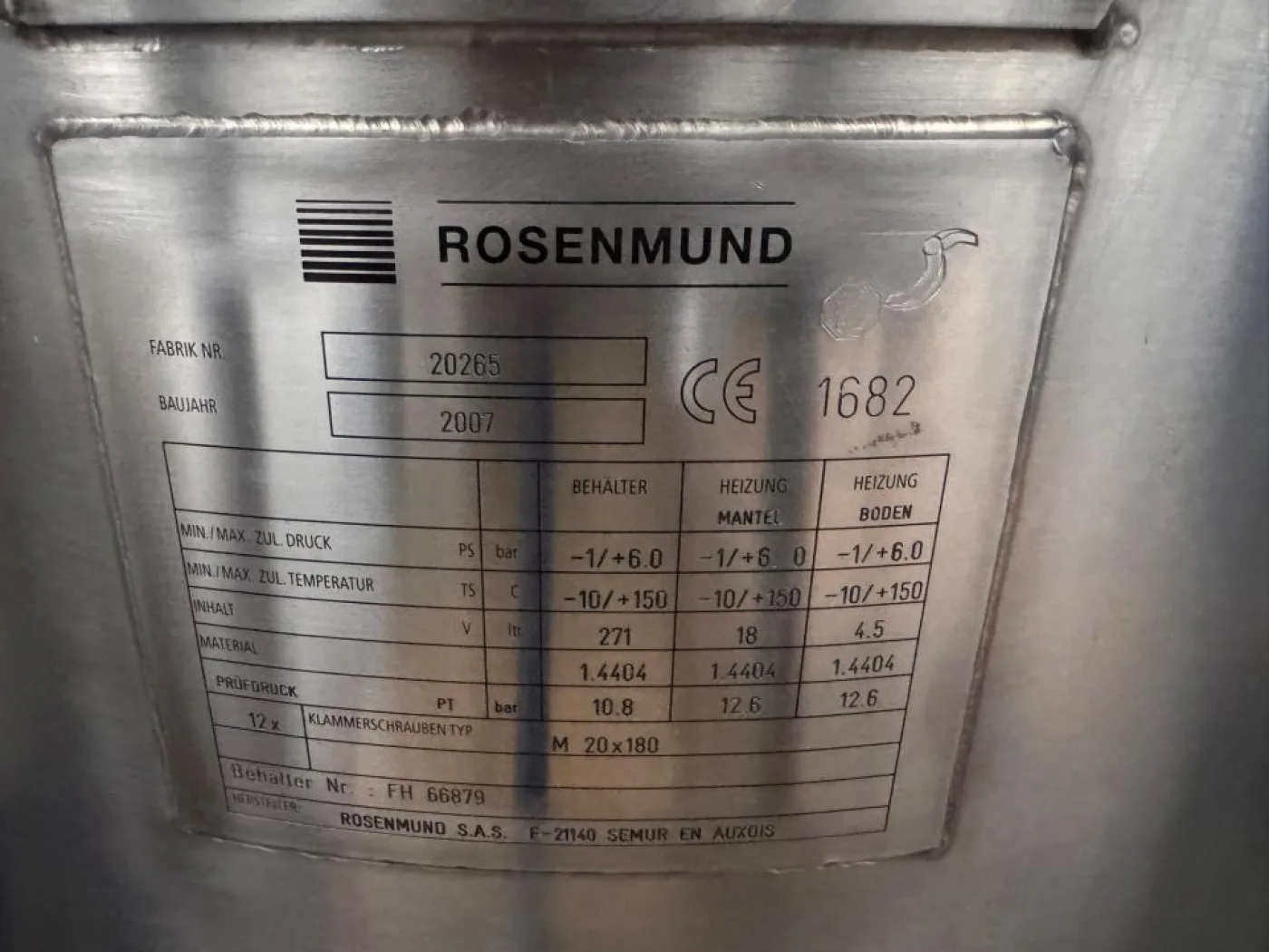 2007 Rosenmund Nutsche Filter Dryer RGFD 0.3 m² - 2