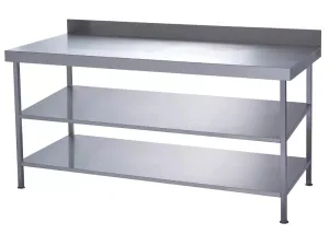 Parry Fully Welded Stainless Steel Wall Table 2 Undershelves 600x600mm - islandcatering