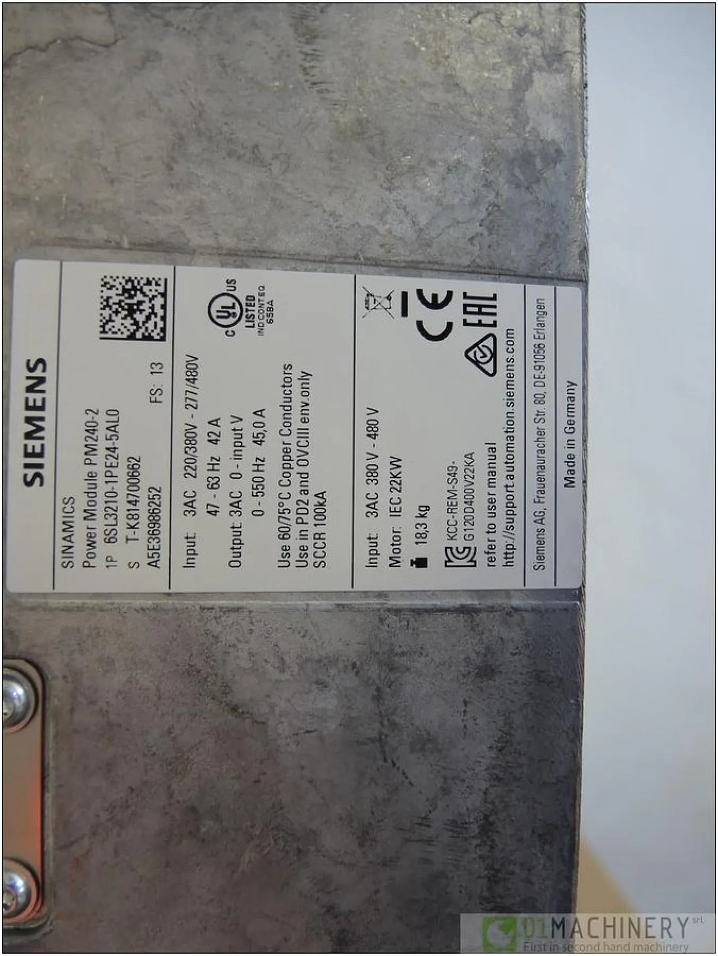 2013 SIEMENS SINAMICS PM240-2 AI1747 - 5