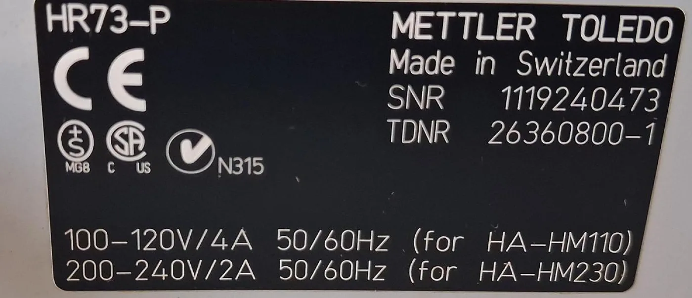 Mettler Toledo HR73 Halogen Moisture Analyzer - 8