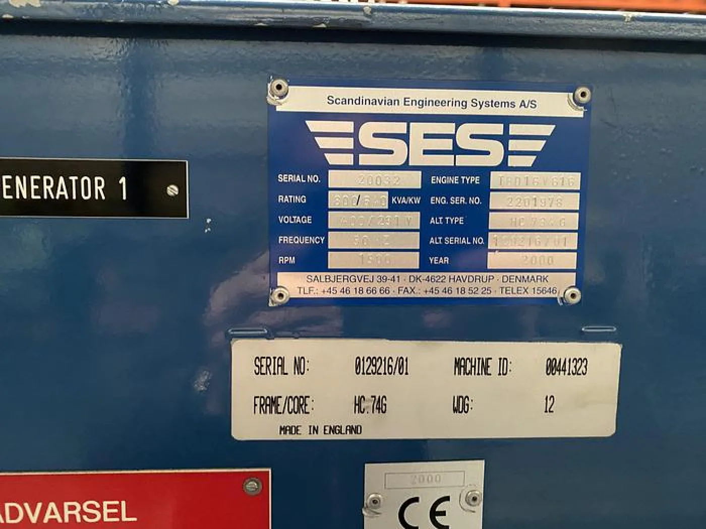 2000 DEUTZ TBD 616-V16 / STAMFORD GEN. SET 800 KVA - 6