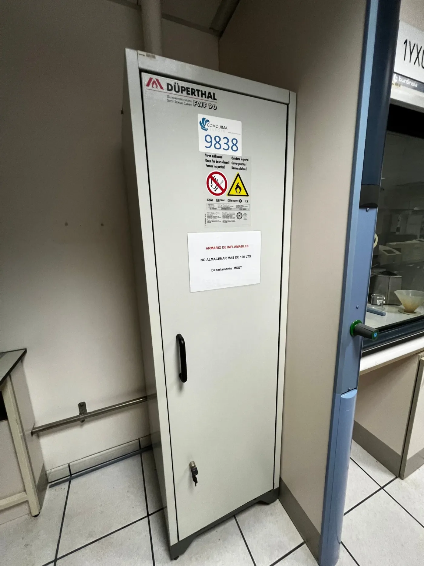 SECOND HAND DUPERTHAL FWF 90 LABORATORY FLAMMABLE CABINET - 1
